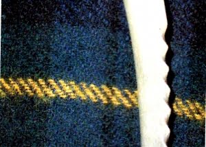 A shoehorn used for putting on a shoe more easily